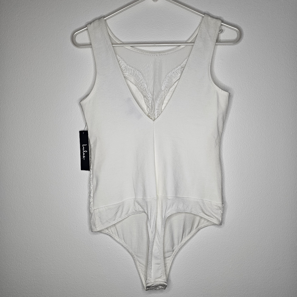 Lulus Cali Cantina White Lace Bodysuit Sz L - Picture 10 of 16